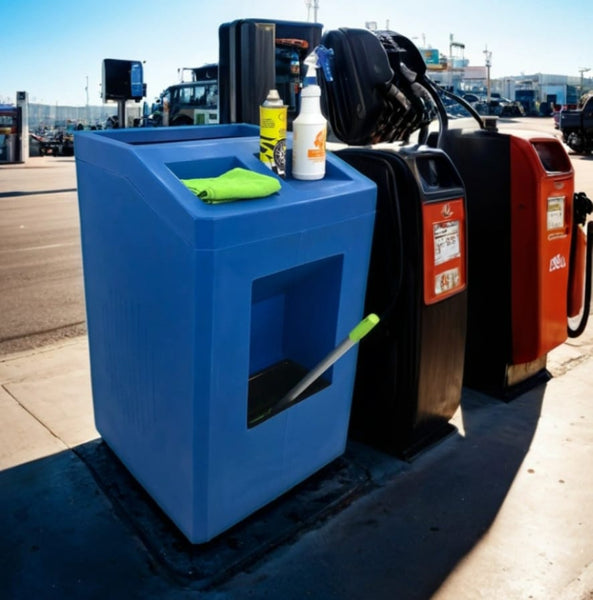 BOTE DE BASURA CON CENTRO DE SERVICIO INTEGRADO