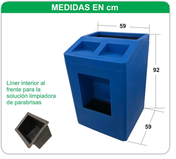 BOTE DE BASURA CON CENTRO DE SERVICIO INTEGRADO