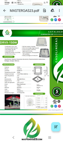 LUMINARIA TECHUMBRE MASTERGAS VORXmaster150W