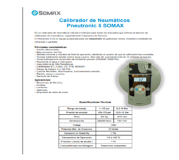 CALIBRADOR NEUMATICOS Pneutronic SOMAX