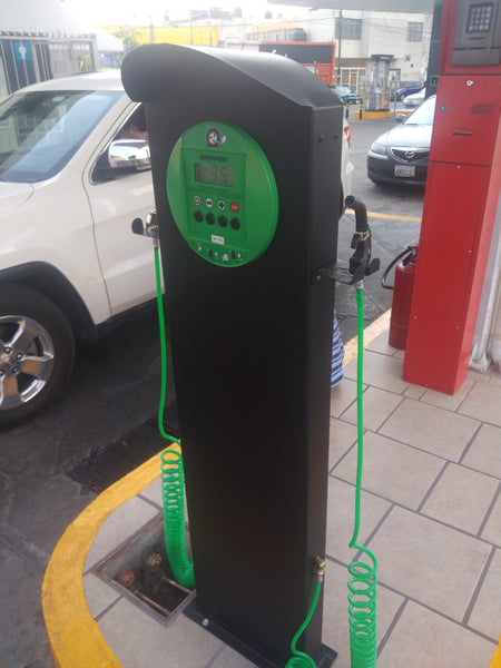 Dispensarios agua y aire electrónico, tipo parquímetro en acero inoxidable con accesorios