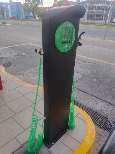 Dispensarios agua y aire electrónico, tipo parquímetro en acero inoxidable con accesorios